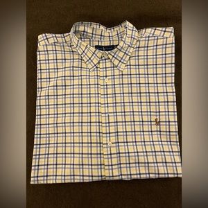Polo by Ralph Lauren Yellow/Blue Multi-Plaid Oxford Button Down 3XL